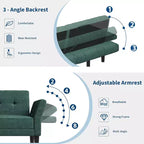 Canapé-lit futon en chenille, dossier et accoudoirs réglables, canapé-lit convertible 2 places