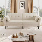 Canapé-lit futon en chenille, dossier et accoudoirs réglables, canapé-lit convertible 2 places