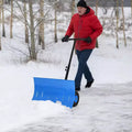 Heavy Duty Snow Shovel with Wheels, Ergonomic Snow Pusher for Driveways, Adjustable Angle & Height Handle for Efficient Snow Removal