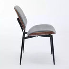 Chaise de salle à manger sans accoudoirs en lin beige, dossier haut, lot de 2