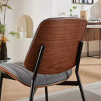 Chaise de salle à manger sans accoudoirs en lin beige, dossier haut, lot de 2