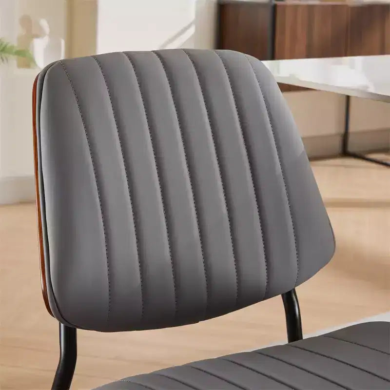 Chaise de salle à manger sans accoudoirs en lin beige, dossier haut, lot de 2