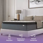 Matelas hybride blanc avec surmatelas – Mousse à mémoire de forme et ressorts ensachés, 1 à 2 personnes