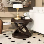 Okak Retro End Table with X-shape Frame, Side Table with Thick Tabletop and Base, Accent Table for Family Dining or Living Room, Espresso