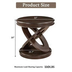 Table d'appoint ronde marron expresso avec cadre en X, 1 pièce