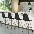 Tabouret de comptoir en acrylique transparent, base en acier doré, sans accoudoirs, dossier mi-hauteur, lot de 2