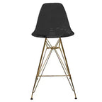 Tabouret de comptoir en acrylique transparent, base en acier doré, sans accoudoirs, dossier mi-hauteur, lot de 2