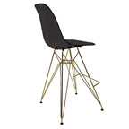 Tabouret de comptoir en acrylique transparent, base en acier doré, sans accoudoirs, dossier mi-hauteur, lot de 2