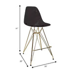 Tabouret de comptoir en acrylique transparent, base en acier doré, sans accoudoirs, dossier mi-hauteur, lot de 2