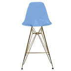Tabouret de comptoir en acrylique transparent, base en acier doré, sans accoudoirs, dossier mi-hauteur, lot de 2