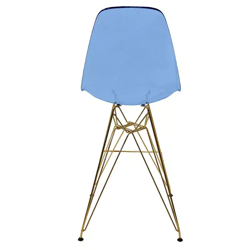 Tabouret de comptoir en acrylique transparent, base en acier doré, sans accoudoirs, dossier mi-hauteur, lot de 2