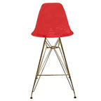 Tabouret de comptoir en acrylique transparent, base en acier doré, sans accoudoirs, dossier mi-hauteur, lot de 2