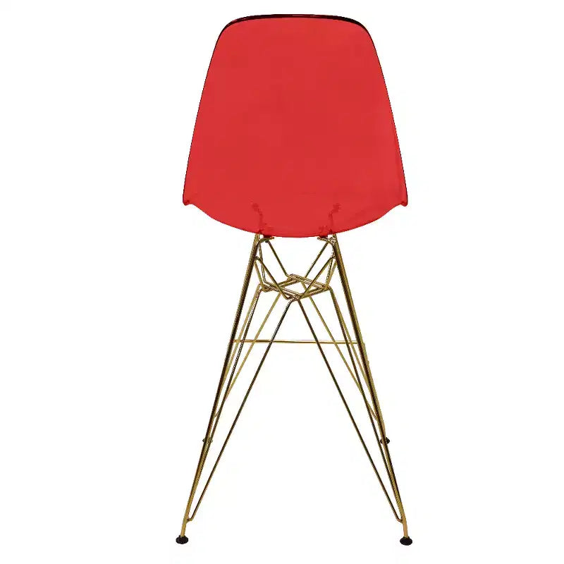 Tabouret de comptoir en acrylique transparent, base en acier doré, sans accoudoirs, dossier mi-hauteur, lot de 2