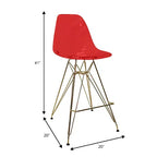 Tabouret de comptoir en acrylique transparent, base en acier doré, sans accoudoirs, dossier mi-hauteur, lot de 2