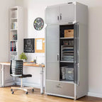 Armoire de rangement verrouillable en acier noir avec tiroir, 4 portes, un seul utilisateur