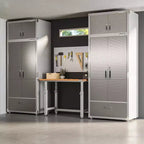 Armoire de rangement verrouillable en acier noir avec tiroir, 4 portes, un seul utilisateur