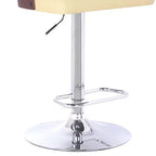 Tabouret de bar haut à dossier en similicuir crème, chrome et noyer, 1 place