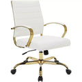 HomeStock 23 in.H Fixed Height Beige Faux Leather Seat Material with Swivels Office Chairs
