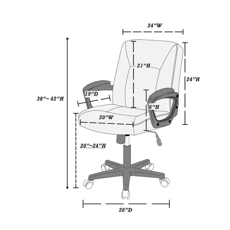 Fauteuil de bureau pivotant en similicuir doré, hauteur réglable, une place