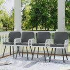 COZONY 4-Piece Patio Dining Chairs Set, Outdoor Stackable Wicker Chairs with Cushions and Metal Frame for Garden and Patio