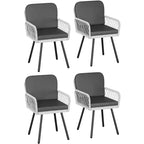 Chaises de salle à manger empilables en osier beige avec coussins, lot de 4 (1 personne chacune)