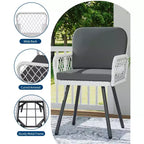 Chaises de salle à manger empilables en osier beige avec coussins, lot de 4 (1 personne chacune)