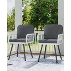Chaises de salle à manger empilables en osier beige avec coussins, lot de 4 (1 personne chacune)