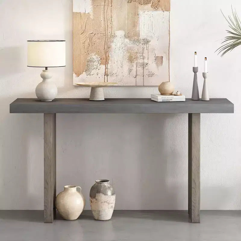 Consoles en placage de chêne au design moderne et unique pour l'entrée, table d'entrée minimaliste en bois mince pour le bureau à domicile, le salon