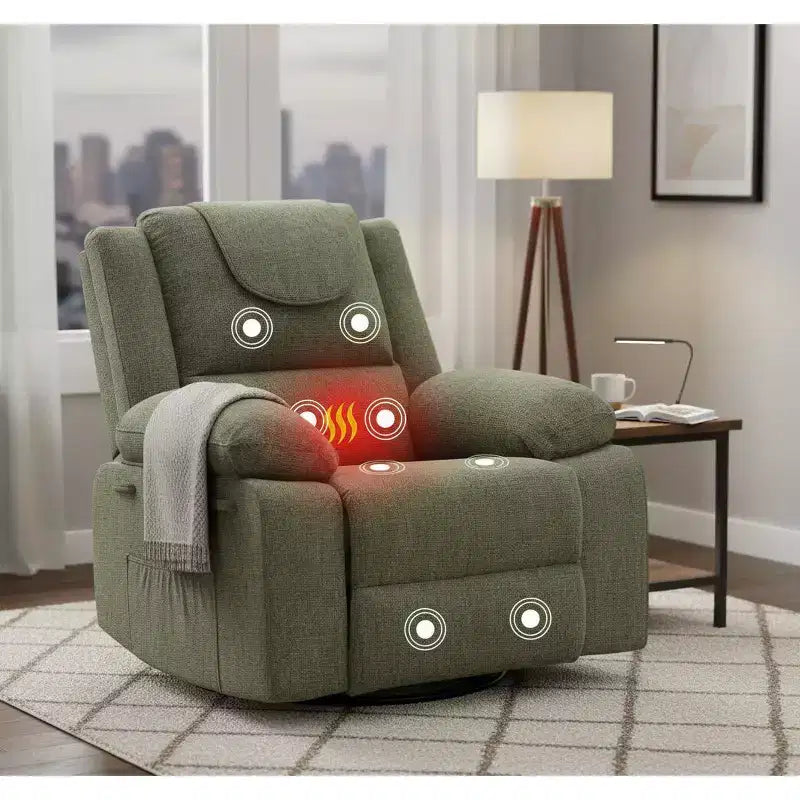 Fauteuil relax pivotant à 360° bleu/gris/vert, une place
