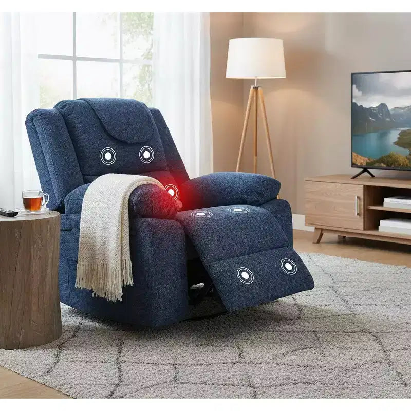 Fauteuil relax pivotant à 360° bleu/gris/vert, une place