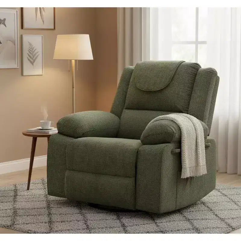 Fauteuil relax pivotant à 360° bleu/gris/vert, une place