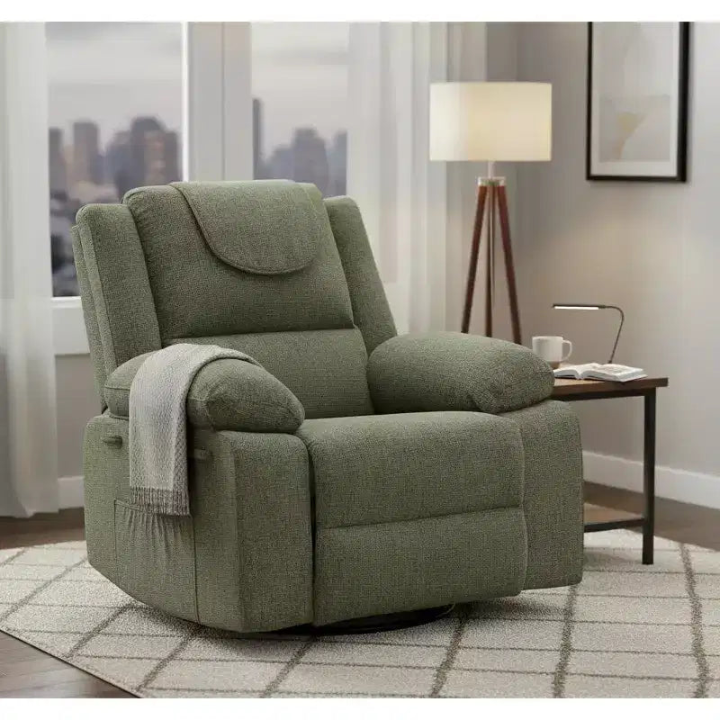 Fauteuil relax pivotant à 360° bleu/gris/vert, une place