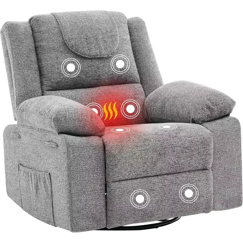 Fauteuil relax pivotant à 360° bleu/gris/vert, une place