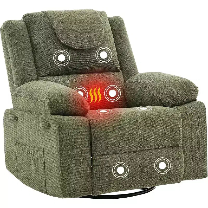 Fauteuil relax pivotant à 360° bleu/gris/vert, une place