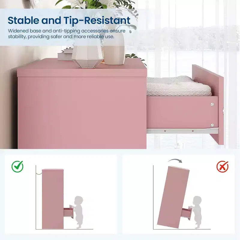 Commode Haute pour Placard de Chambre à Coucher avec 4 Tiroirs, Commode en Bois avec Poignées Dorées