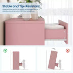 Commode Haute pour Placard de Chambre à Coucher avec 4 Tiroirs, Commode en Bois avec Poignées Dorées
