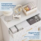 Commode Haute pour Placard de Chambre à Coucher avec 4 Tiroirs, Commode en Bois avec Poignées Dorées