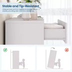Commode Haute pour Placard de Chambre à Coucher avec 4 Tiroirs, Commode en Bois avec Poignées Dorées