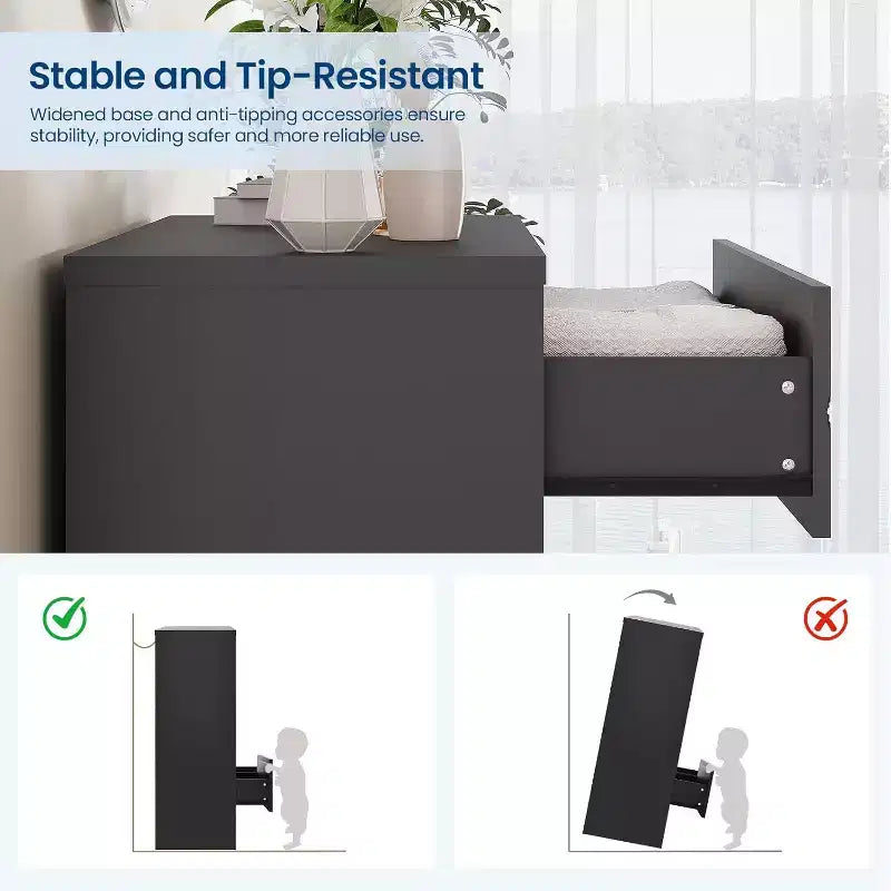 Commode Haute pour Placard de Chambre à Coucher avec 4 Tiroirs, Commode en Bois avec Poignées Dorées