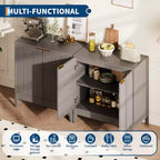 Buffet 2 portes cannelé en chêne/frêne et chêne – Enfilade style Mid-Century
