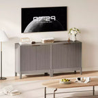 Buffet 2 portes cannelé en chêne/frêne et chêne – Enfilade style Mid-Century