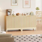 Buffet 2 portes cannelé en chêne/frêne et chêne – Enfilade style Mid-Century