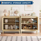 Buffet 2 portes cannelé en chêne/frêne et chêne – Enfilade style Mid-Century