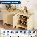 Buffet 2 portes cannelé en chêne/frêne et chêne – Enfilade style Mid-Century