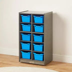 Meuble de rangement mobile 10 compartiments multicolore avec bacs à poignée, 5x2, pour 1 utilisateur
