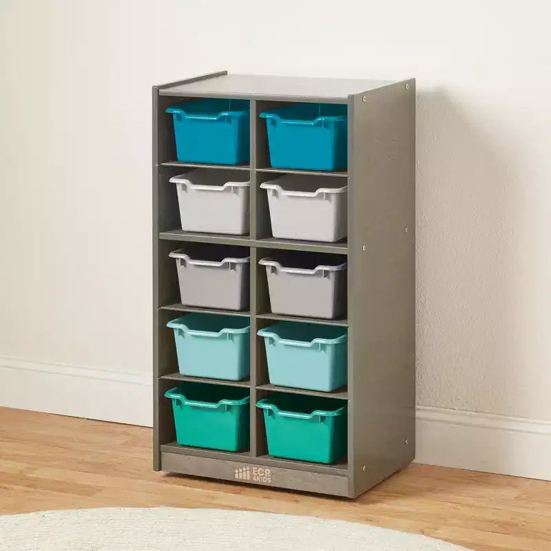 Meuble de rangement mobile 10 compartiments multicolore avec bacs à poignée, 5x2, pour 1 utilisateur