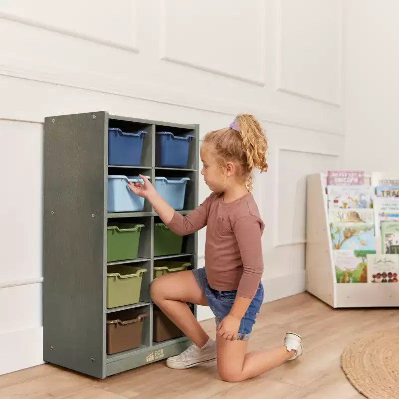 Meuble de rangement mobile 10 compartiments multicolore avec bacs à poignée, 5x2, pour 1 utilisateur