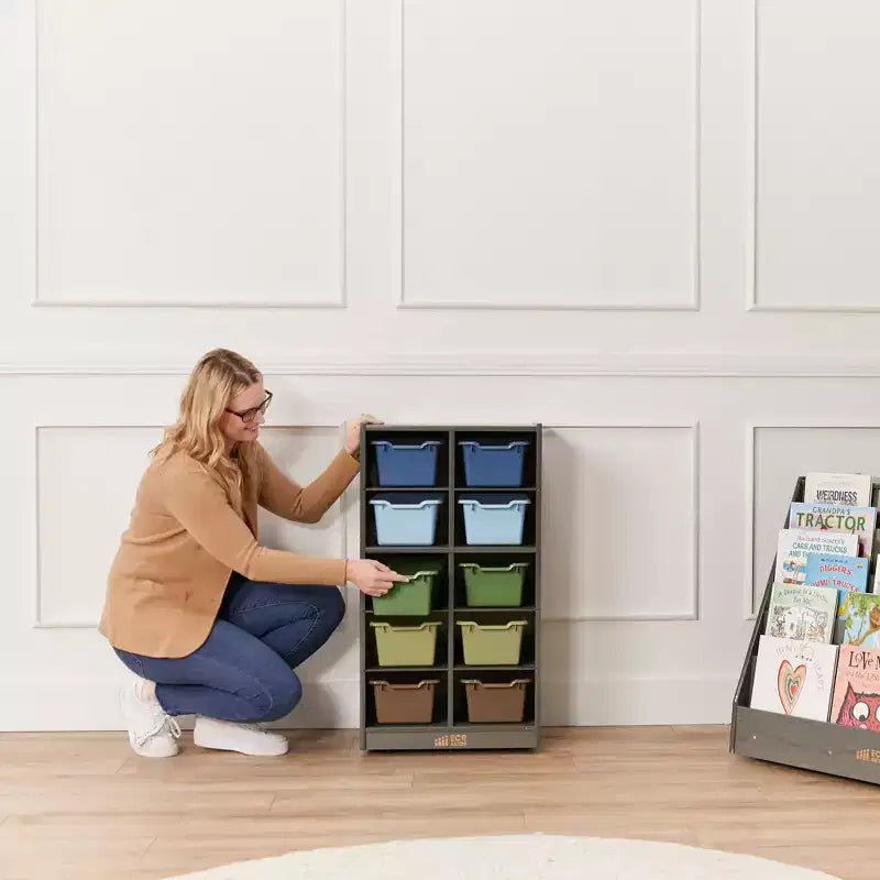 Meuble de rangement mobile 10 compartiments multicolore avec bacs à poignée, 5x2, pour 1 utilisateur