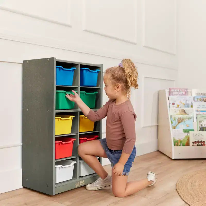 Meuble de rangement mobile 10 compartiments multicolore avec bacs à poignée, 5x2, pour 1 utilisateur