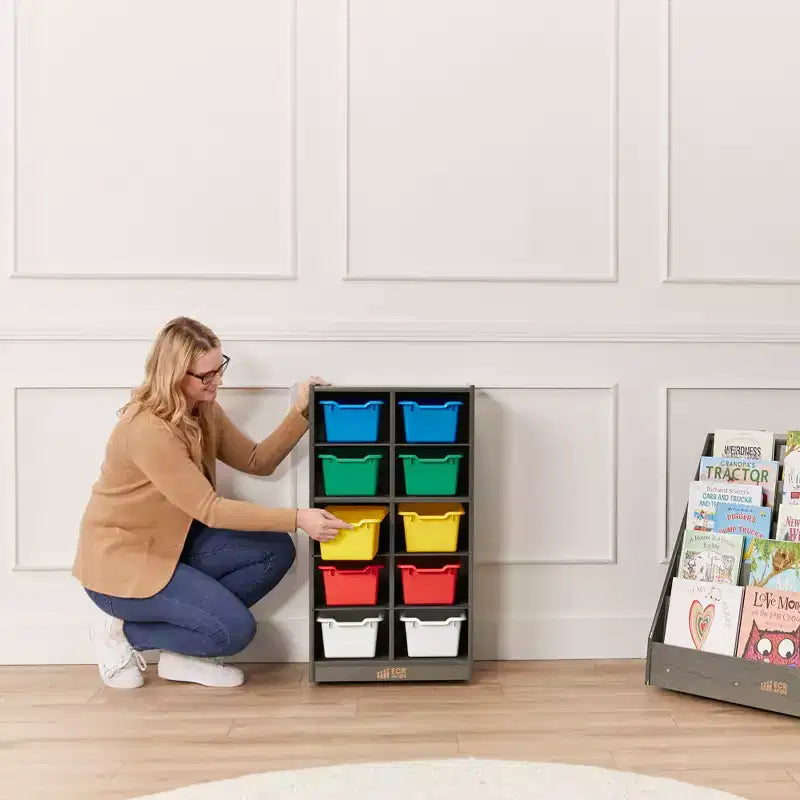 Meuble de rangement mobile 10 compartiments multicolore avec bacs à poignée, 5x2, pour 1 utilisateur